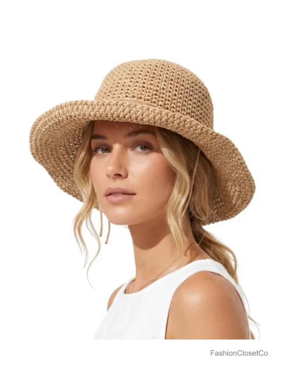 Women Straw Sun Hat Wide Brim Foldable Beach Lightweight Packable Travel Cap
